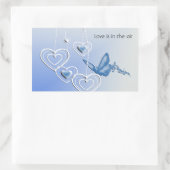 蝶とハート 長方形シール (バッグ)