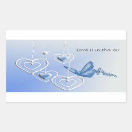 蝶とハート 長方形シール