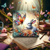 蝶とバニーのステンドグラスカラフルイースター シーズンカード