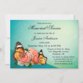 蝶とバラの写真 葬儀 追悼式 案内 招待状 (正面)