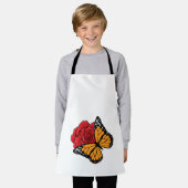 蝶とバラ エプロン (着用した状態)
