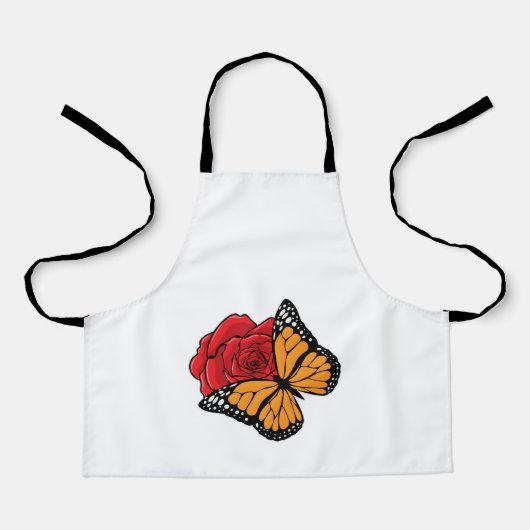 蝶とバラ エプロン (正面)