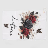 蝶とバラ ゴルフタオル (横)