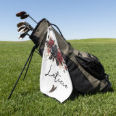 蝶とバラ ゴルフタオル (グリーン)