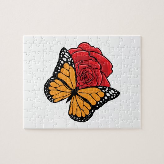 蝶とバラ ジグソーパズル (横)