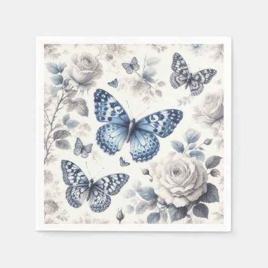 蝶とバラ スタンダードカクテルナプキン (正面)