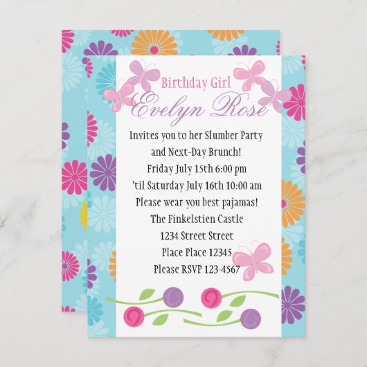 蝶とバラ 招待状 (正面/裏面)