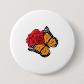 蝶とバラ 缶バッジ (正面)