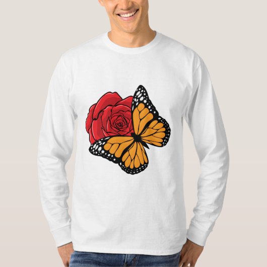 蝶とバラ Tシャツ (正面)
