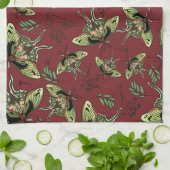 蝶とパターンシームレスな水色 キッチンタオル (折り畳み)