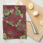 蝶とパターンシームレスな水色 キッチンタオル (四つ折り)