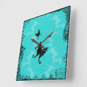 蝶とパリウォールクロック スクエア壁時計 (傾斜)