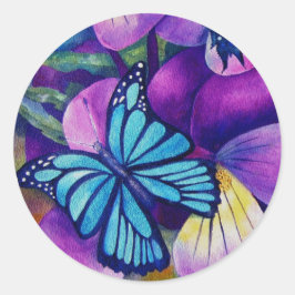 蝶とパンセイステッカー ラウンドシール
