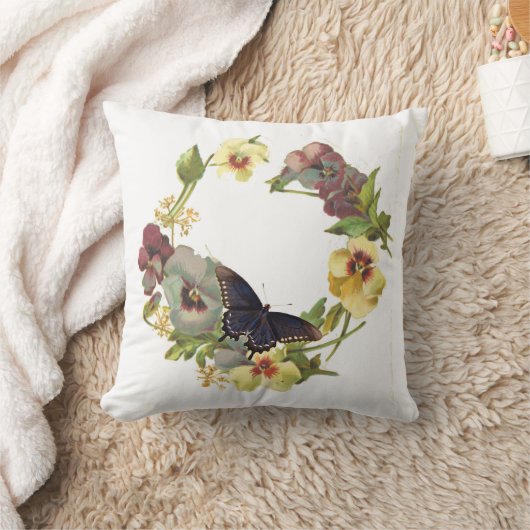 蝶とパン クッション (ブランケット)