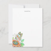 蝶とパーソナライズされたフローラ文房具 ノートカード (正面)