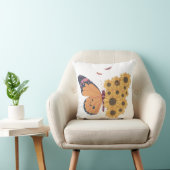 蝶とヒマワリのウイング枕カバー クッション (椅子)