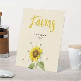 蝶とヒマワリ赤ちゃんシャワーの好意 台座サイン