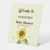 蝶とヒマワリ赤ちゃんシャワーへようこそ 台座サイン (正面)