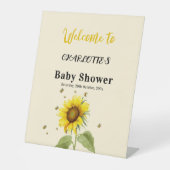 蝶とヒマワリ赤ちゃんシャワーへようこそ 台座サイン (正面)