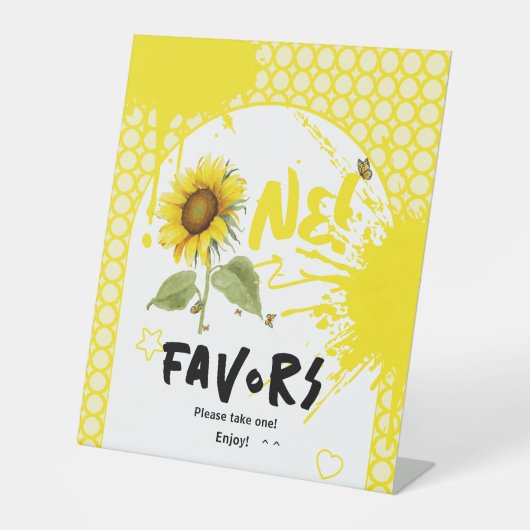 蝶とヒマワリ1st誕生日の好意 台座サイン (正面)