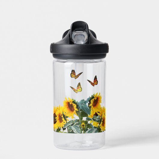 蝶とヒマワリ ウォーターボトル (正面)