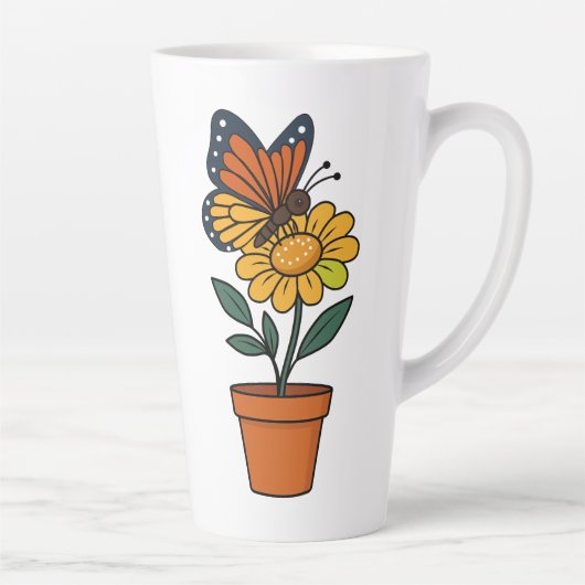 蝶とヒマワリ カフェラテマグ (右)