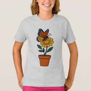 蝶とヒマワリ Tシャツ