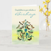 蝶とビショップ調整おめでとう カード (黄色い花)