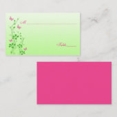 蝶とピンクと緑のフローラ座席表 プレイスカード (正面/裏面)