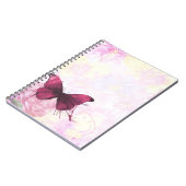 蝶とピンクと黄色の水色の花 ノートブック (左側)