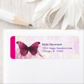 蝶とピンクと黄色の水色の花 ラベル (インサイチュ)