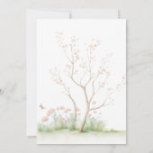 蝶とピンクの春の花の女の子 ベビーシャワー 招待状 (裏面)