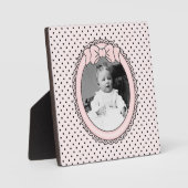 蝶とピンクの楕円形のカスタマイズフレーム – あなたの写真と フォトプラーク (正面)