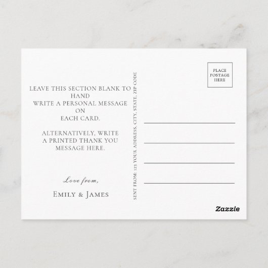 蝶とピンクの紫色の花ありがとう ポストカード (裏面)