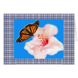 蝶とピンクの花とチェック柄 2