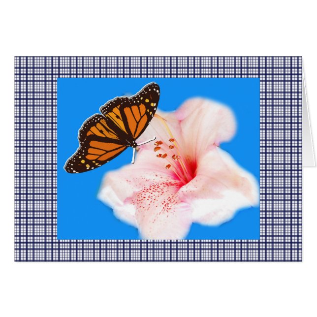 蝶とピンクの花とチェック柄 2 (正面横)