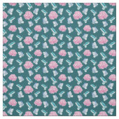 蝶とピンクの花のシームレスなパターン ファブリック (見本)