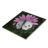 蝶とピンクの花のタイル タイル (側面)