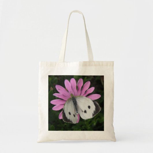 蝶とピンクの花のトートバッグ トートバッグ (正面)