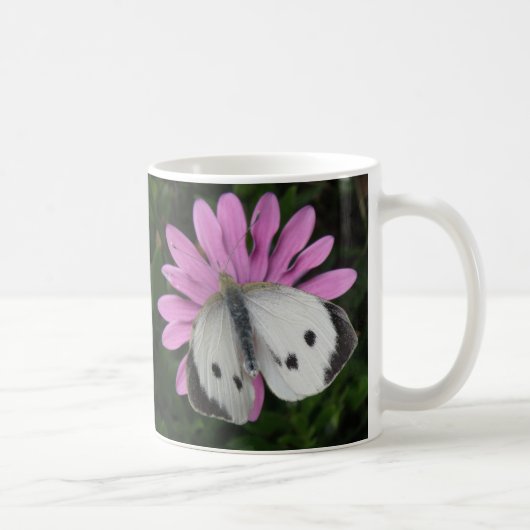 蝶とピンクの花のマグカップ コーヒーマグカップ (右)