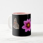蝶とピンクの花 ツートーンマグカップ (正面左)