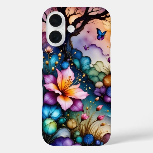 蝶とファンタジーの花 Case-Mate iPhoneケース (裏面)