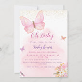 蝶とフローラの赤ちゃんシャワーの招待 シーズンカード (正面)