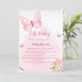 蝶とフローラの赤ちゃんシャワーの招待 シーズンカード (スタンド正面)