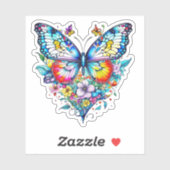 蝶とフローラハート シール (シート)