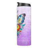 蝶とフローラハート パーソナライズされた タンブラー (回転右)