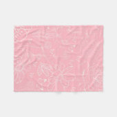 蝶とフローラピンクホワイトガールベビーシャワー フリースブランケット (正面(横))