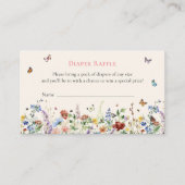 蝶とフローラ赤ちゃんシャワーおむつラッフル エンクロージャーカード (正面)