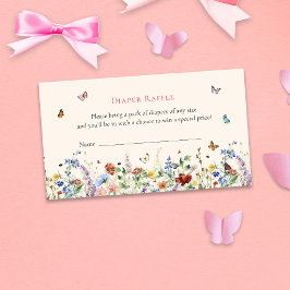 蝶とフローラ赤ちゃんシャワーおむつラッフル エンクロージャーカード