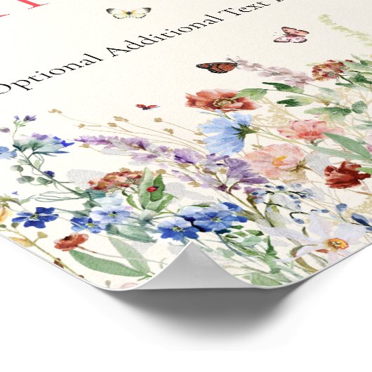 蝶とフローラ赤ちゃんシャワーのサイン ポスター (角)